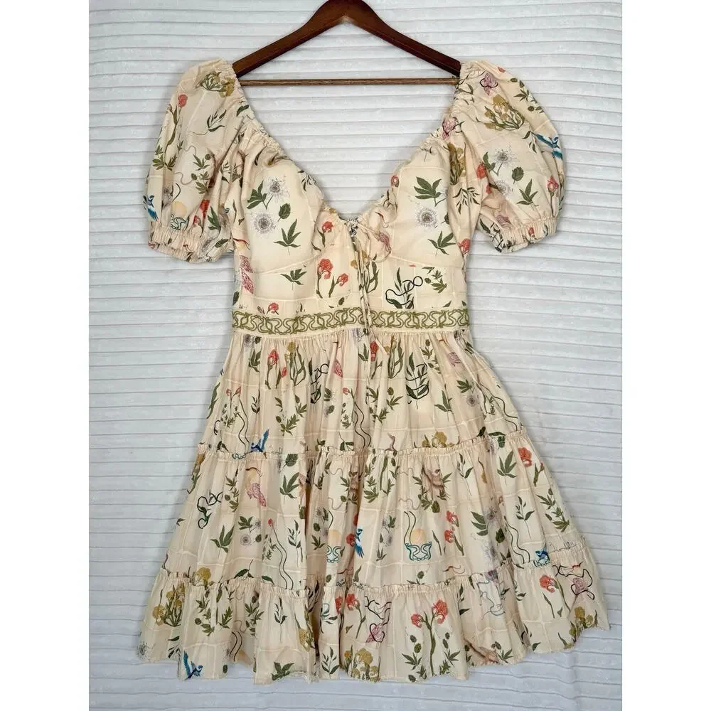 Agua by Agua Bendita Manzanilla Paraiso XL Cotton Floral Mini Dress NWT $510 - Picture 2 of 16